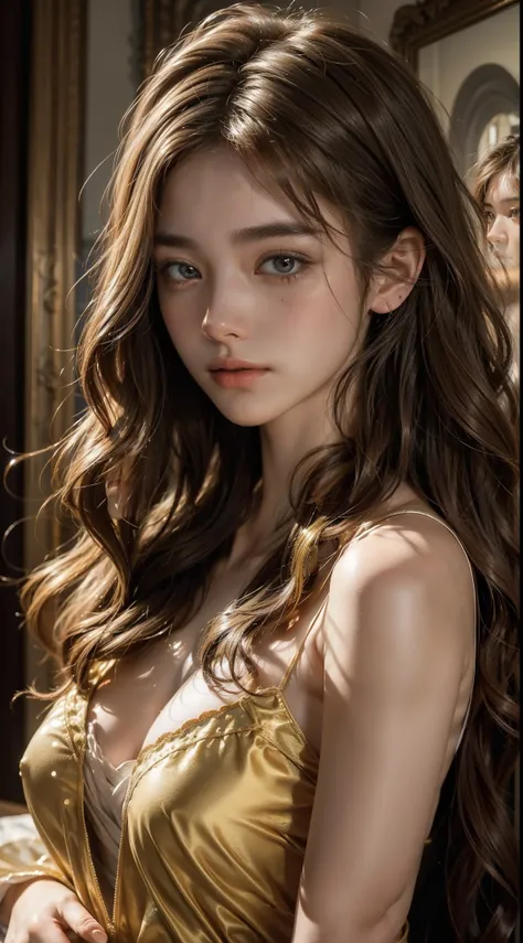 (highest quality:1.2), 4k, 8k, High resolution, masterpiece:
A superbly detailed, realistic portrait of an 18-year-old aristocratic girls upper body, showcasing her exquisite features and clear, shining eyes. The intricacies of her long, curly hair are bea...