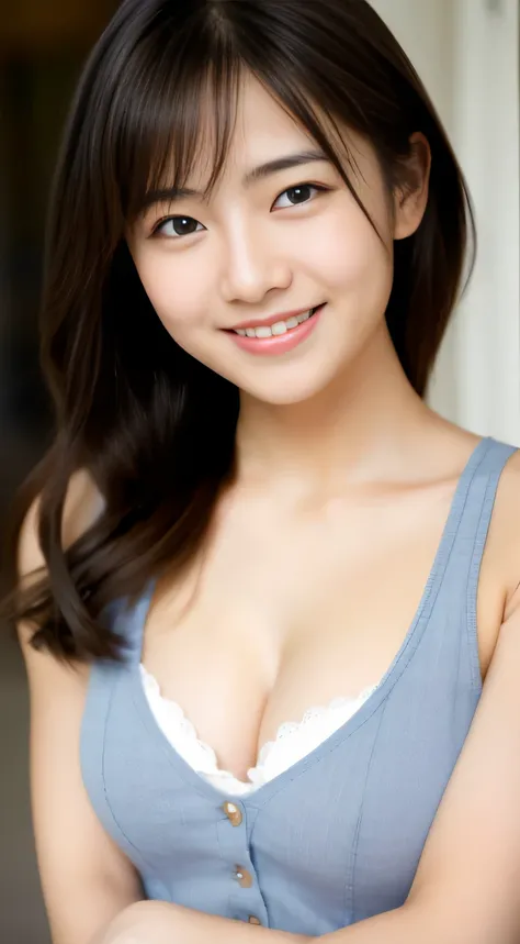 Japanese ),((beautiful girl)),cleavage,An expression that imagines something pleasant:1.2,(perfect body beauty:1.2),((perfect body)),(shy smile),beautiful teeth,