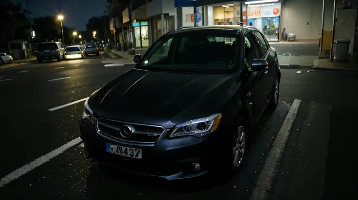 Car on street at carpark,night