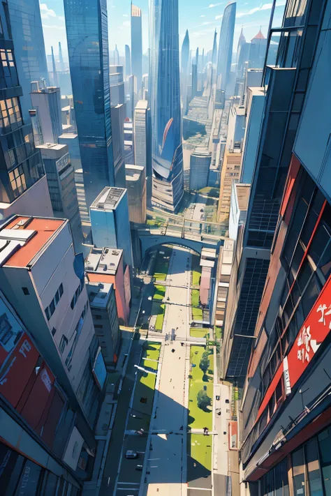 ((best quality)), ((masterpiece)), (detailed), futuristic mesmerizing city ,Anime Style , eagle eye view, 