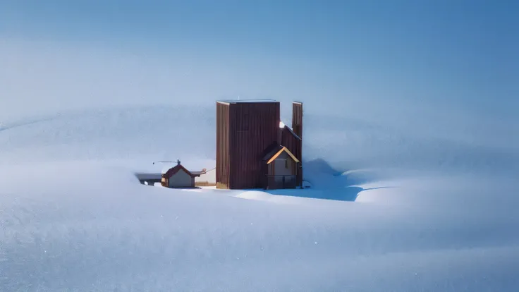 (8k, masterpiece,best quality), Super detailed, beautiful details, lifelike, bird'eye view,The houses in the picture are densely packed,the way,Cold wind and snowy day,Nordic town,outdoor,soft sunshine,Advanced shadow texture,Award-winning material des...