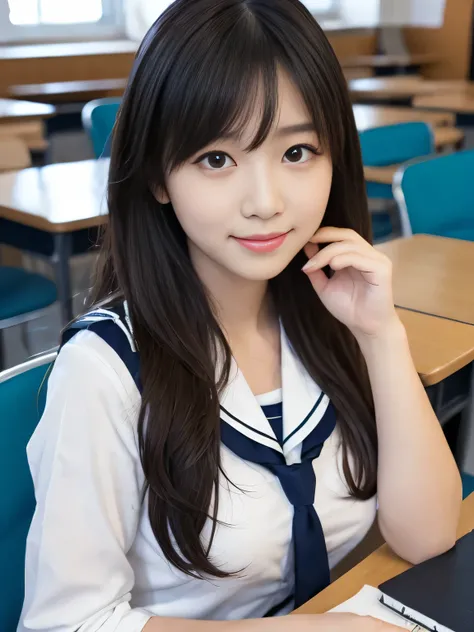 超最high quality, masterpiece, detailed and complex,  High resolution,  detailed and complex, high quality,Japanese, genuine、smile, small face、 bangs, Mr..々hairstyle, Natural light, girl, 17 years old, whole body, Many students in the background、high school,...