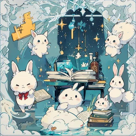 rabbit reading a book。