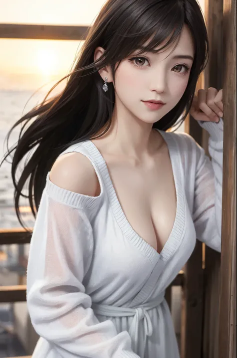 (Top Quality, Masterpiece: 1.1), (Realistic: 1.3), Wallpapers, ultra high res, ultra high quality,  BREAK (((FF7,Tifa_lockhart))),Ultra-detailed face, Detailed eyes,(black Brown Hair, Large breasts: 1.2),(Imaginative Macanese Female Page, background is Uni...