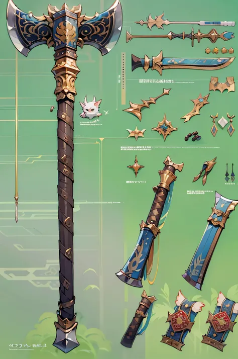 (((best quality))), (((masterpiece))), weapons to be included in the weapon encyclopedia, large ax weapon used in three kingdoms...