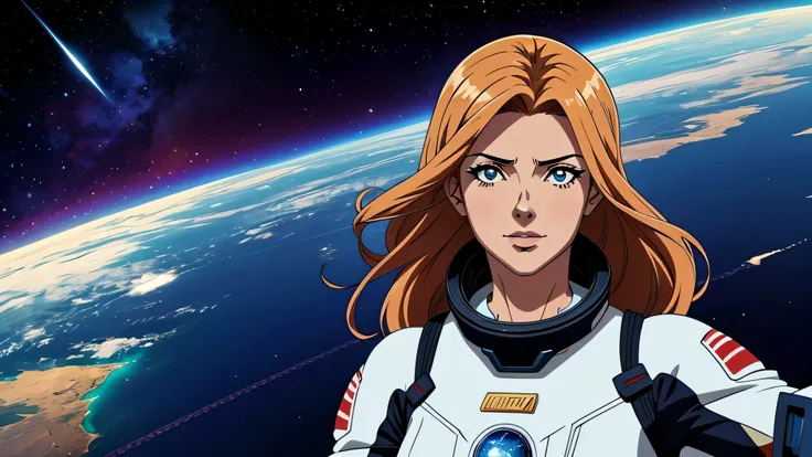 melhor qualidade, garota de anime, linda, in space, presenciando um milagre inspirada em uma deusa