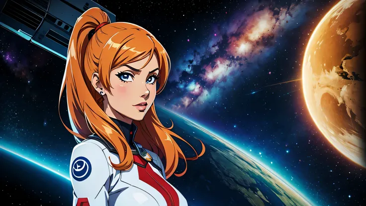 melhor qualidade, garota de anime, linda, in space, presenciando um milagre inspirada em uma deusa
