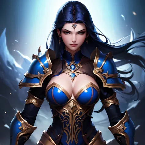 (masterpiece, best quality:1.3)
WowAlexstrasza, 1girl, solo, dark blue hair,  dark fantasy, blue armor, portrait, half body, highly detailed, digital painting, artstation, concept art, smooth, sharp focus, illustration, art by artgerm and g