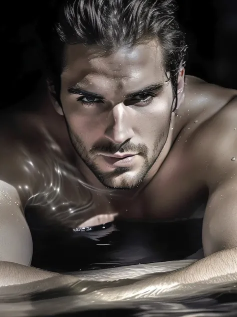 man lies in the water, Beautiful male, sexy look, Beautiful man, Water is dripping from it, Beautiful face, Beautiful eyes, Beautiful prince of persia, seductive look, henry cavill!!!, masculine and Beautiful, Beautiful face and beautiful face, Sexy man, J...