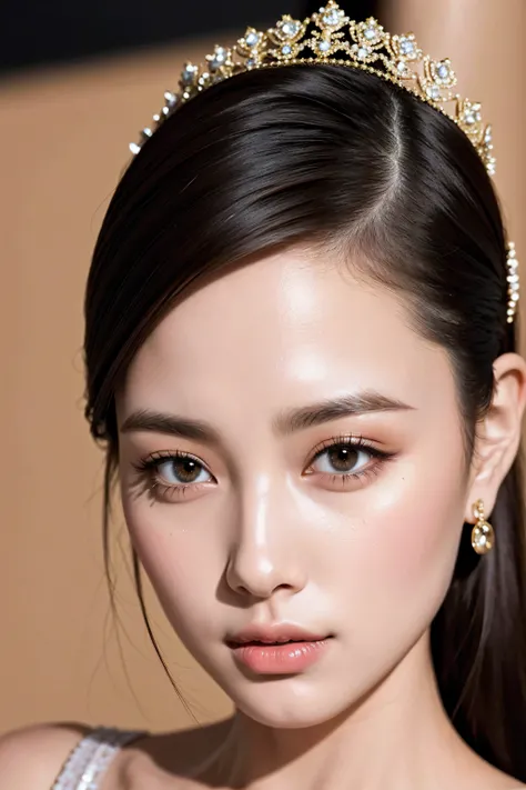 dressed ((super elaborate extravagant microscopic evening wear:1.23)),  ((details of a very beautiful face:1.5)), ((Ultra-realistic最high quality))16k resolution, ((photo realistic:1.55)), (1 girl:1.4)21 year old, fashion supermodel、cinematic lighting, (Inc...