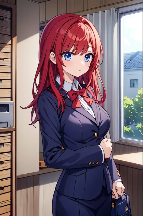 red hair, perfect waifu, school teacher, one girl