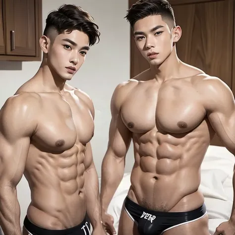 Asian and Mandingo two male gay couples