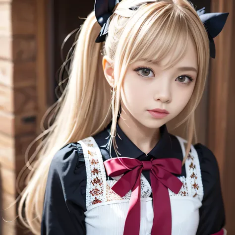 portrait、japanese school uniform、bright look、twin tails、young shiny glossy white shiny skin、best looks、blonde reflection、Platinum blonde hair with dazzling highlights、shiny bright hair,、super long straight hair、Shining beautiful bangs、Sparkling crystal cle...