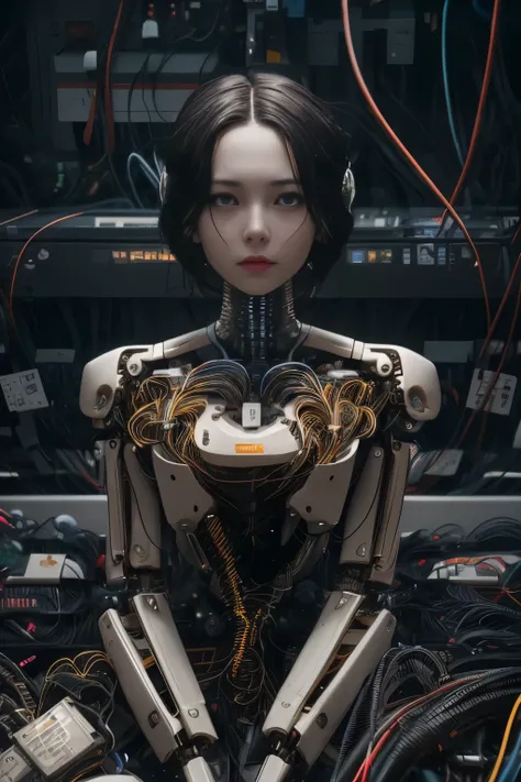 NSFW(((masutepiece))), (((Best Quality))), ((Ultra-detailed)), (extremely detailed photo), ((extremely delicate and beautiful)),(Cute delicate face),Cinematic Light,((one Mechanical Girl and expressionless:2)),Solo,Full body,(Machine-made joints:1.5),((mac...