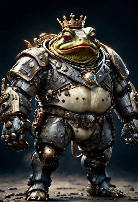 photorealistic portrait of dressed animals - a ((fat)) toad warrior,(brave pose), high quality,(lovely) ,intricate detailed gian...