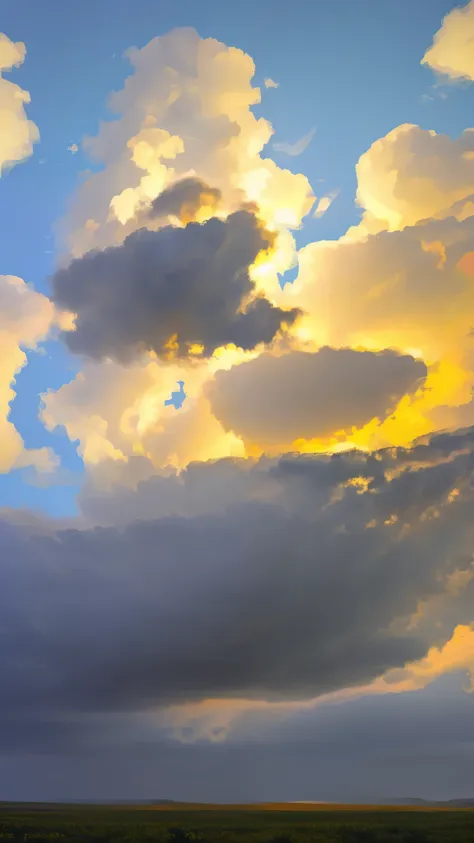 sky，baiyun，super wide angle，grey，sketch style，the light and shadow are dim