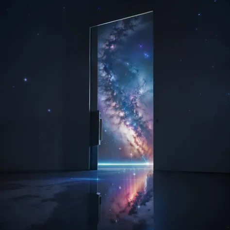 there is a photo of a door overlooking the galaxy, portal to outer space, porta de entrada para outro universo, doors that are cosmic portals, portal para outro universo, open portal to another dimension, gateway to another dimension, portal in space, port...