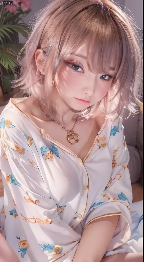 NSFW,((highest quality, 8k, masterpiece :1.3)), 1 girl, pretty woman with thin abs :1.3, (medium short hair, huge breasts :1.2), pajamas:1.1, super detailed face, fine eyes, 