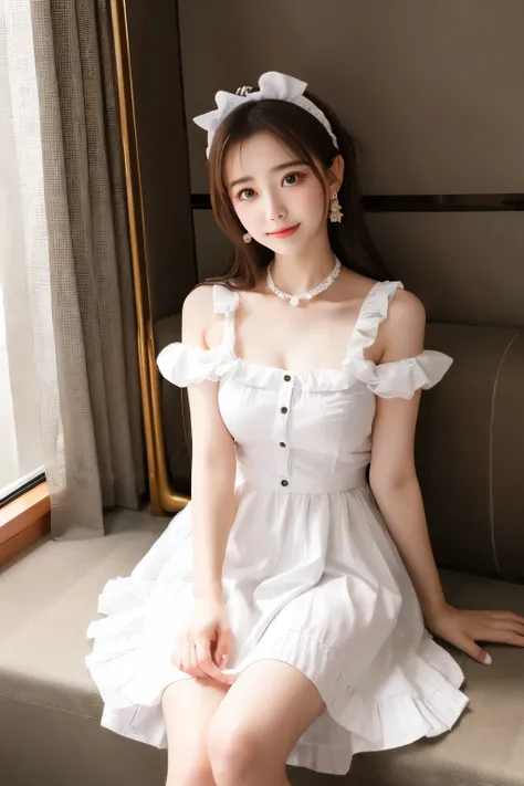 Fluttery whole body girl baby face lolita maid long flare skirt