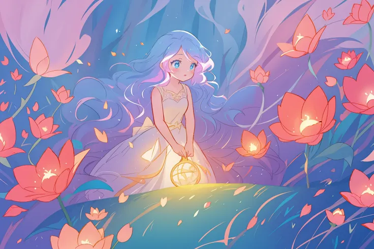 beautiful girl in flowing ballgown, inspired by Glen Keane, inspired by Lois van Baarle, disney art style, by Lois van Baarle, glowing aura around her, by Glen Keane, jen bartel, glowing lights! digital painting, flowing glowing hair, glowing flowing hair,...