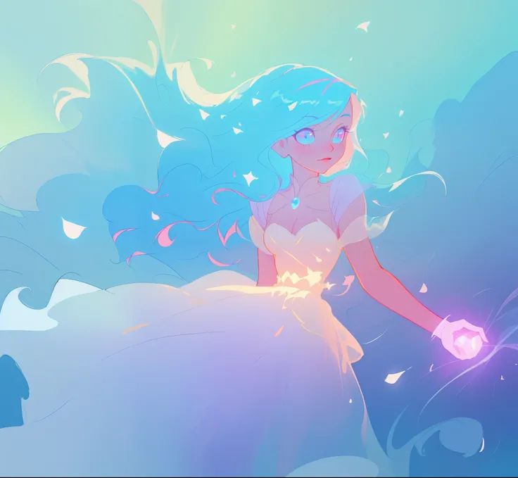 beautiful anime girl in glowing intricately designed ballgown, inspired by Glen Keane, inspired by Lois van Baarle, disney art style, by Lois van Baarle, glowing aura around her, by Glen Keane, jen bartel, glowing lights! digital painting, flowing glowing ...