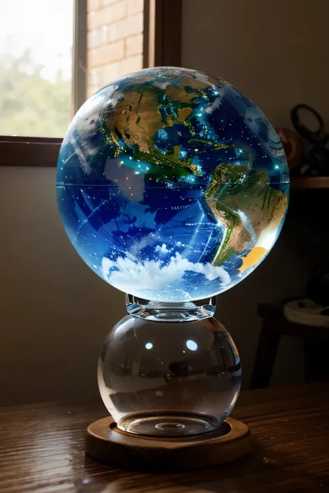 tiny water globe flowing with waves of color