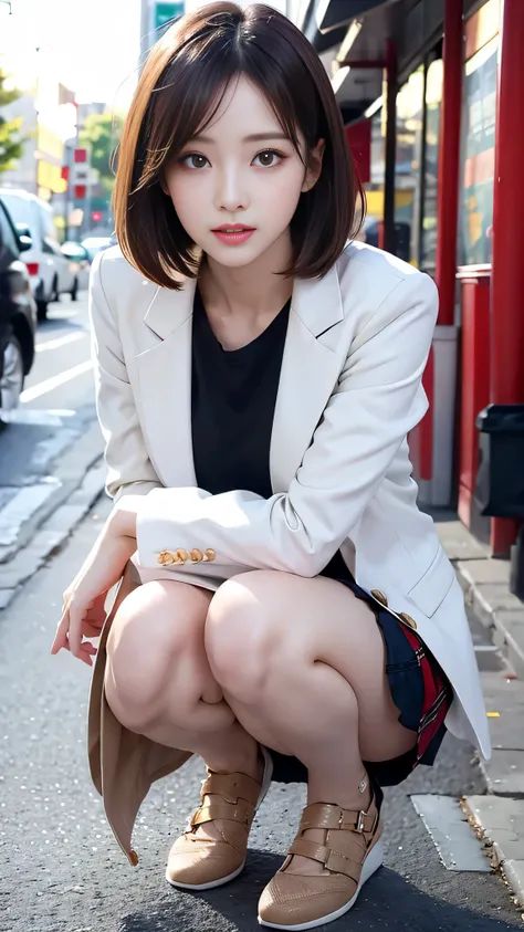 best image quality、RAW photo、超A high resolution、21 year old female、Shooting for one person only、model shoot、springの装い、fashionable clothes、Beautiful eyes in every detail、very long term、beautiful eyelashes、beautiful double eyelids、very thin legs、light brown ...