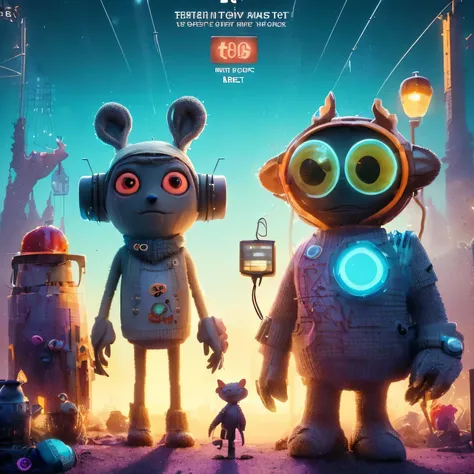 Visually stunning 8k poster photo of Pixar animated film &quot;Elk Pass&quot;,Released in 2025,About an adorable cyberpunk family of knitted puppets named &quot;Swordfish&quot;,&quot;XOR Group&quot; and &quot;Night Elk Pass&quot;,What if the popular elemen...