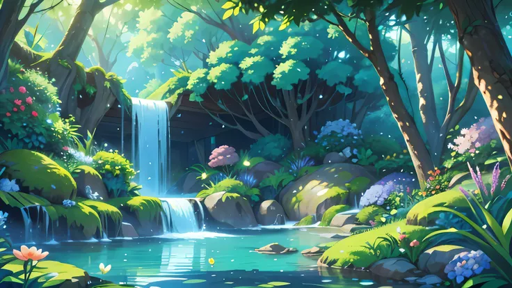 (best quality,4k,8k,high resolution,masterpiece:1.2),super detailed,(actual,photoactual,photo-actual:1.37),charming lake, soda water, peaceful的气氛, peaceful, sedation, peaceful, flashing reflection, floral environment, fragrant flowers, Smooth stone, nature...