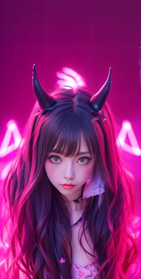 Close-up of a long-haired person wearing devil horns, devil girl, devil anime girl, portrait of devil girl, cat ears girl, beautiful succubus, anime cat ears girl, Gwaites style artwork, anime style 4k, mika kurai demon, cute horns, Horns and red eyes, wit...