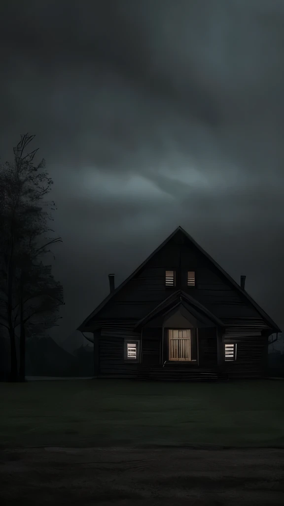 The view of the house from a distance shows the eeriness and loneliness of the place.