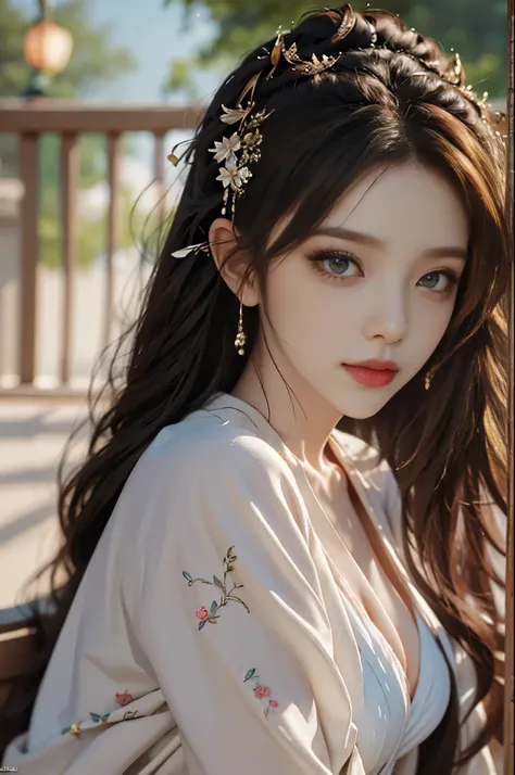 gufeng,bare shoulders, red lips, mature women, cosmetics, big eyes, beautiful eyes, ((whole body)), ((random shooting angle)), (...