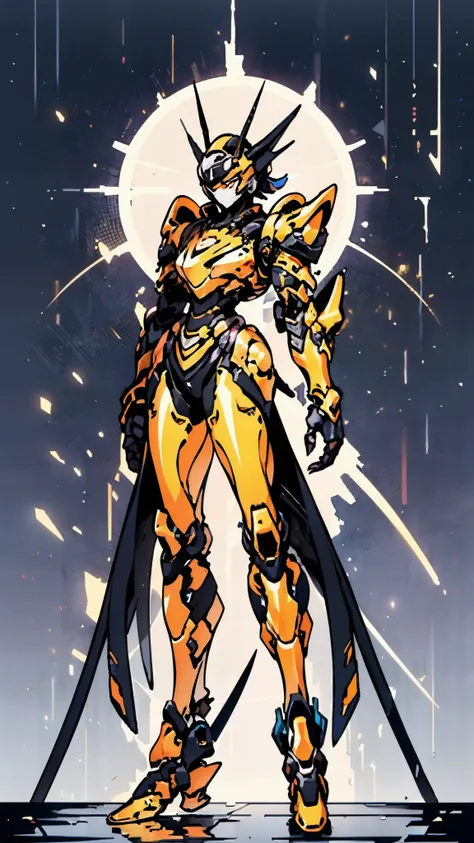 A woman adorned in fantasy-style full-body armor, a crown-concept fully enclosed helmet that unveils only her eyes, a composite layered chest plate, fully encompassing shoulder and hand guards, a lightweight waist armor, form-fitting shin guards, the overa...