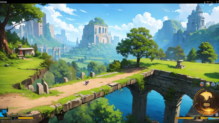 side view, wide view, outdoors scene, left to right, platform 2d game, 2d side scrolling game, 2d game asset, rpg game style, forest, ground path on the left, ancient city gate on the right, 4K, masterpiece