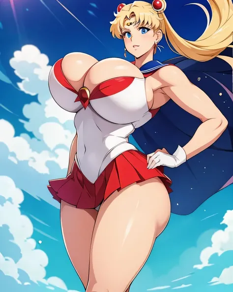 Actriz sexy sailor moon gigantes tetas, enormes tetas, curvas, piernas
