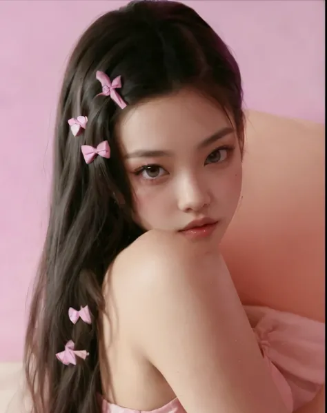 un primer plano de una mujer con cabello largo y vestido rosa, Jennie rosa negra, jossi de blackpink, retrato de jisoo blackpink, Jisoo de Blackpink, jisoo de blackpink, portrait of jossi de blackpink, cute aesthetic with flutter, ulzzang, pelo rosa cubier...