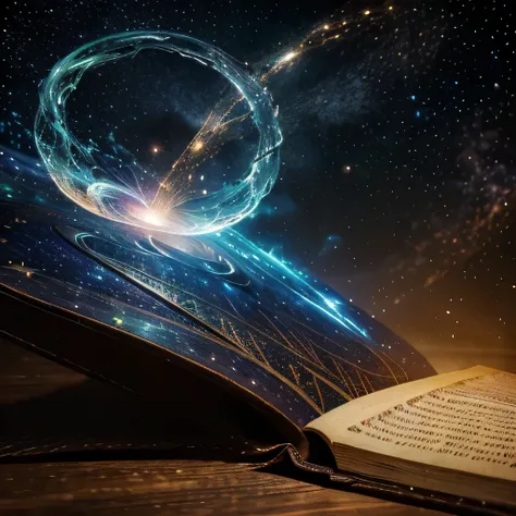 open enchanted book with galaxy mythical magical glowing energy on the page, hyper detailed masterpiece, dynamic realistic, ancient old world appearance exploding out the pages
high resolution photography, 
extremely realistic detail 
 