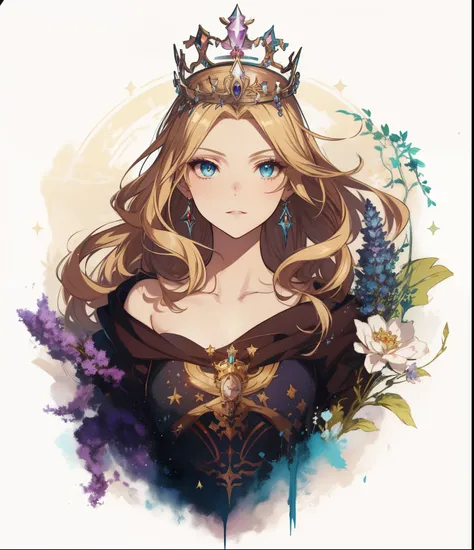 a painting of a woman with a crown on her head, artgerm. Anime-Illustration, Neoartcore und Charlie Bowater, Charlie Bowater-Kunststil, Rossdraws 1. 0, artgerm on artstation pixiv, beautiful fantasy art portrait, Stil von Charlie Bowater, exquisite digital...