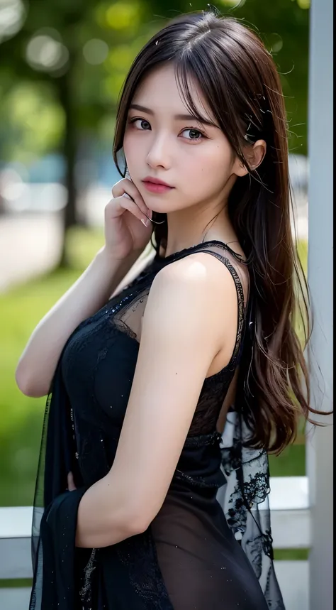 (masterpiece:1.2), best quality,(HDR:1.4),High detail RAW color photo professional, highly detail face: 1.4, a detailed portrait of a woman, wearing long flowing dress, nymph style, amazing detailed skin, wet clothes, wet hair, see-through clothes, lens fl...