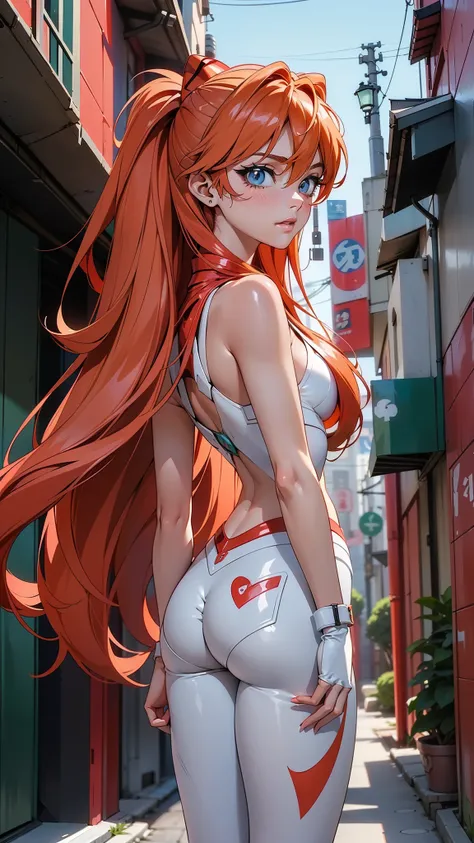 (rear view, backside view),(la mejor calidad,a high resolution,ultra - detallado,actual),souryu asuka langley a doll with long p...