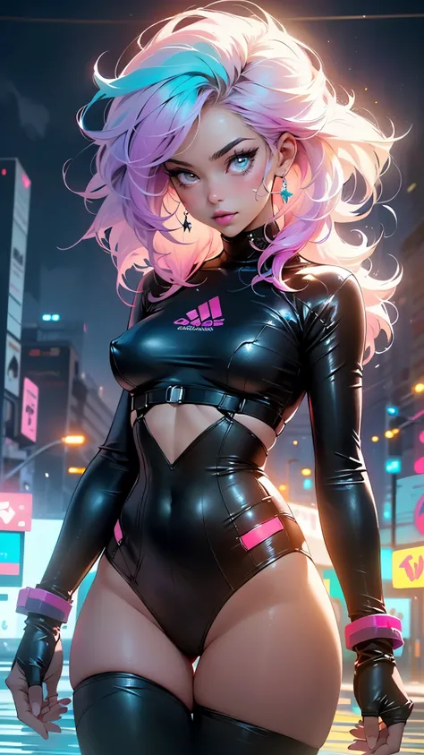 cute cartoon girl,(((1girl))),((extremely cute cartoon girl with liquid paint hair)),

(large breasts:1.4),(((very long hair,absurdly long hair,hair down to the waist,liquid paint hair:1.1,neon purple hair|neon pink hair|neon blue hair|neon aqua hair|purpl...