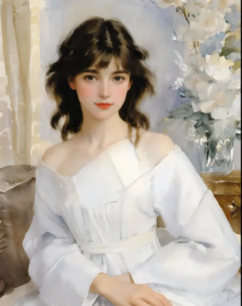 (Sargent style watercolor)、(highest quality、masterpiece)、European and American women&#39;s painting art，big stroke，Easy brush strokes，sergeant art，textured