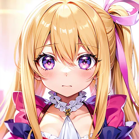 anime girl with long blonde hair and pink eyes staring at the camera, anime best girl, anime visual of a cute girl, anime girl named lucy, extremely cute anime girl face, kinmoza!, anime hi-fructose, yami kawaii, cute anime face, anime moe artstyle, nagato...