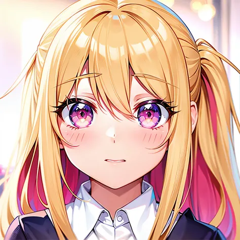 anime girl with long blonde hair and pink eyes staring at the camera, anime best girl, anime visual of a cute girl, anime girl named lucy, extremely cute anime girl face, kinmoza!, anime hi-fructose, yami kawaii, cute anime face, anime moe artstyle, nagato...