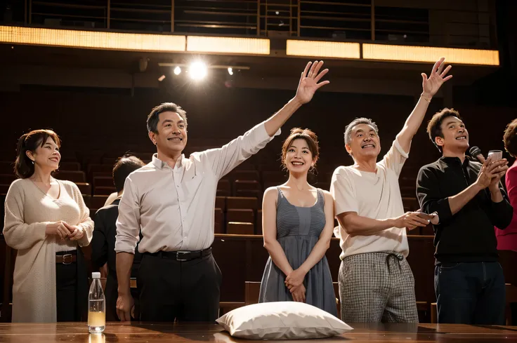 People over 50 years old, middle-aged people, Japanese, smile, enjoy, theater, Drama, on stage,