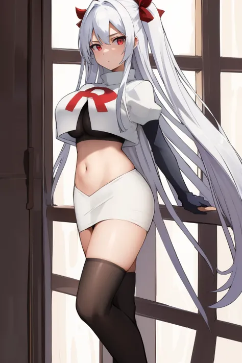 é˜¿èž±å…‹è¥¿äºšâ·ç±³å¾·å˜‰å°”,1girl,solo,long hair,white hair,sidelocks,very long hair,bangs,twintails,hair ornament,red eyes,bl...