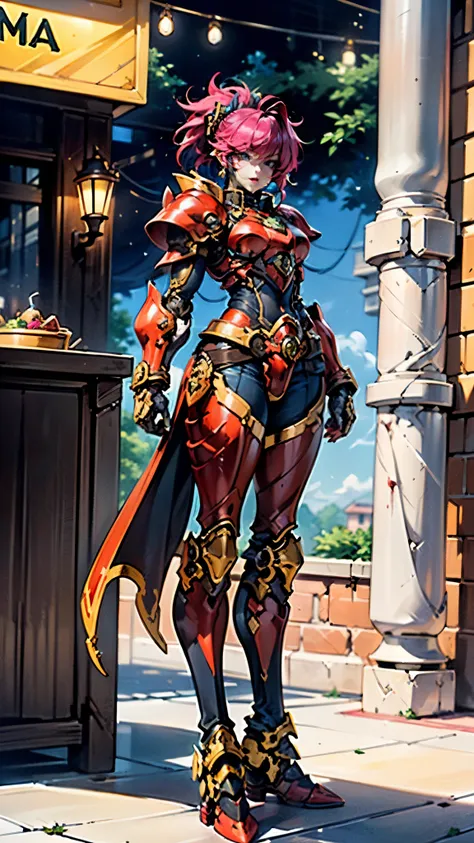 a woman adorned in fantasy-style full-body armor, a crown-concept fully enclosed helmet that unveils only her eyes, a composite ...