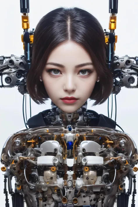 NSFW(((masutepiece))), (((Best Quality))), ((Ultra-detailed)), (extremely detailed photo), ((extremely delicate and beautiful)),(Cute delicate face),Cinematic Light,((one Mechanical Girl and expressionless:2)),Solo,Full body,(Machine-made jointachanical li...