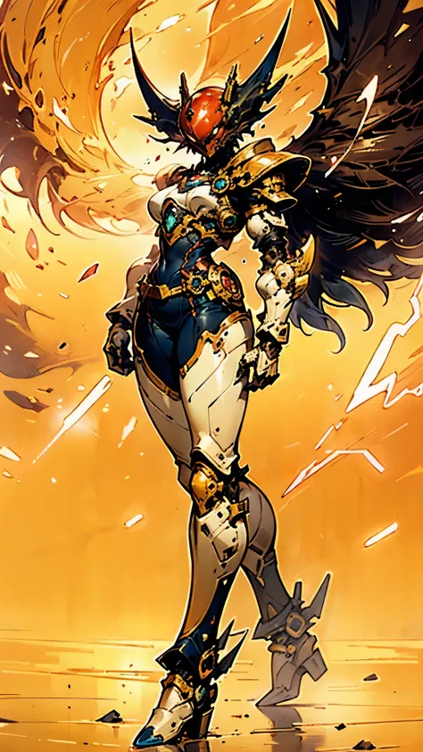 A woman adorned in fantasy-style full-body armor, a crown-concept fully enclosed helmet that unveils only her eyes, a composite layered chest plate, fully encompassing shoulder and hand guards, a lightweight waist armor, form-fitting shin guards, the overa...