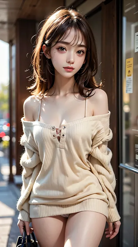 Beautiful white and shining skin、Chestnut hair that changes depending on the light、Long bangs between the eyes that obstruct the view、Cheek gloss highlights、Sexy and very beautiful nice gorgeous face、the most beautiful face in the world、short bob、Smooth st...